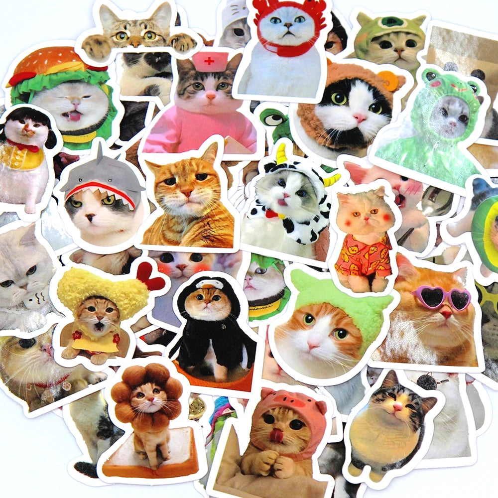 100/500/1000pcs Funny Cat Stickers Cartoon Cute Decals Toy Stationery Guitar Phone Bicycle Laptop Luggage Graffiti Kids Sticker