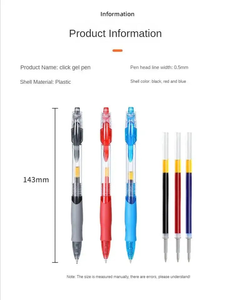 10/30PCS Gel Pens Refills Set Kawaii Stationery Writing Pen Black/Red/Blue Ink 0.5 mm Ballpoint Pen For Office & School Supplies