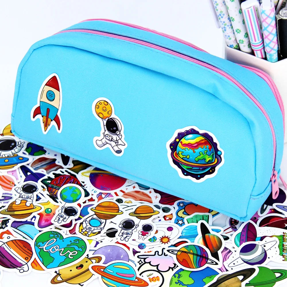 10/100Pcs Cute Stickers Pack Kawaii Space Planet Aesthetic Stationery Supplies Office School Scrapbooking Supplies Korean Paper