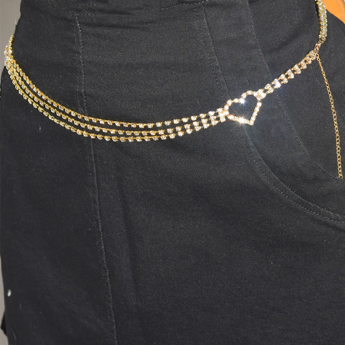 Sexy Shiny Women's Body Jewelry, Fashion Love Crystal Waist Chain With Rhinestone Music, Unique Beach Party Clothing Accessories