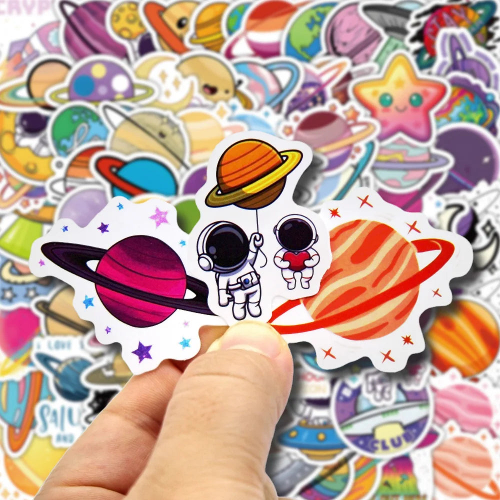 10/100Pcs Cute Stickers Pack Kawaii Space Planet Aesthetic Stationery Supplies Office School Scrapbooking Supplies Korean Paper