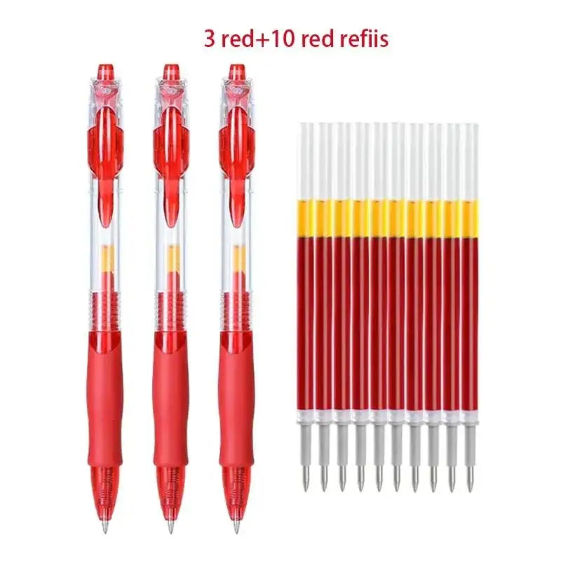 10/30PCS Gel Pens Refills Set Kawaii Stationery Writing Pen Black/Red/Blue Ink 0.5 mm Ballpoint Pen For Office & School Supplies