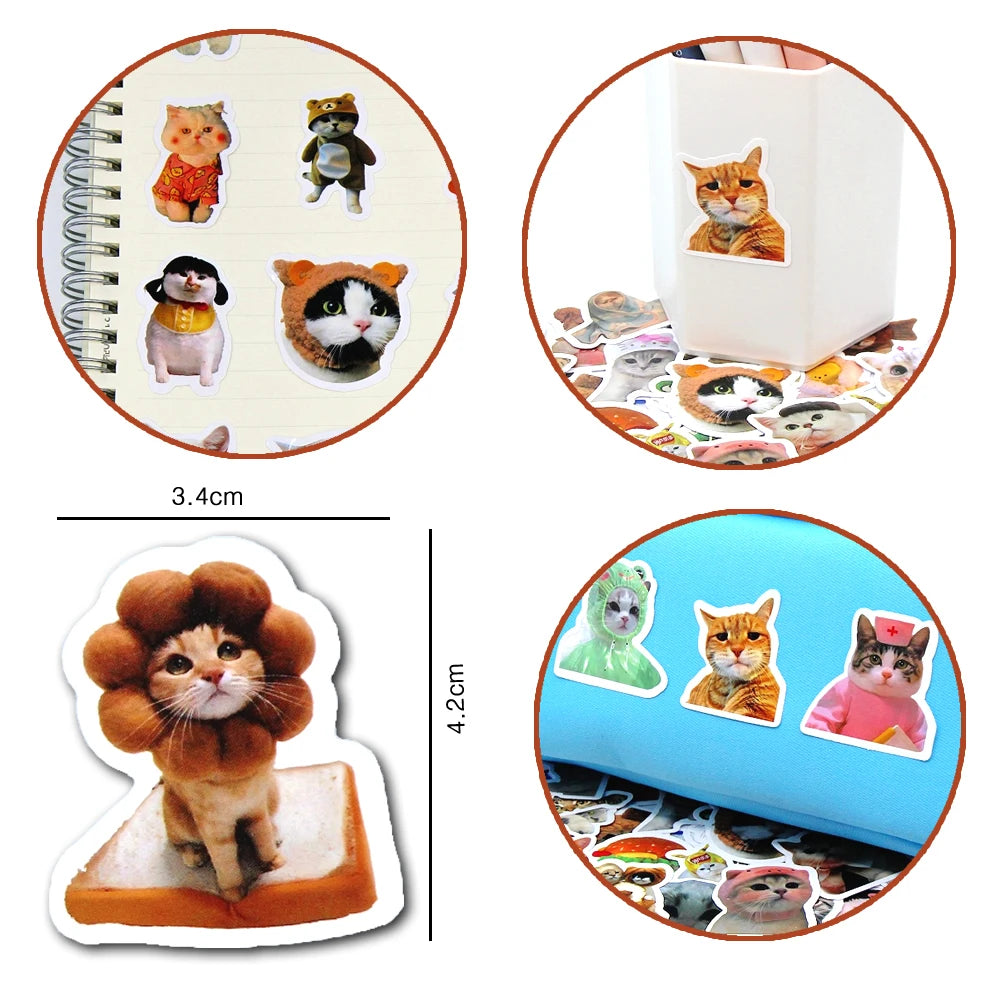 100/500/1000pcs Funny Cat Stickers Cartoon Cute Decals Toy Stationery Guitar Phone Bicycle Laptop Luggage Graffiti Kids Sticker