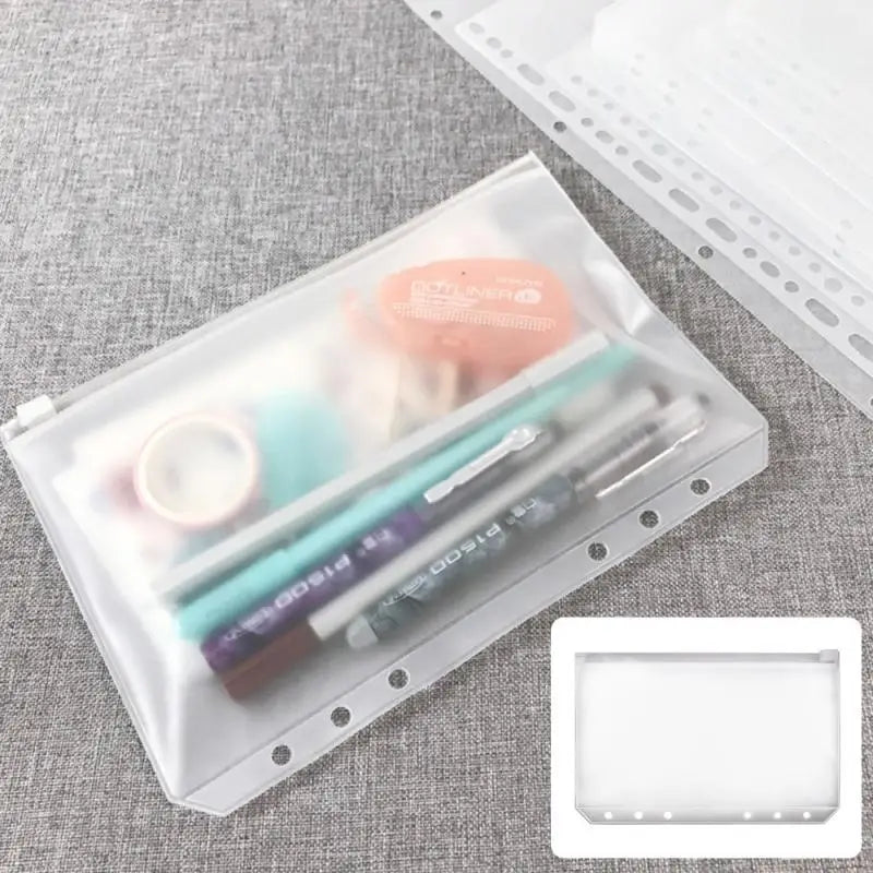 10-1PCS A5 File Holder Standard Transparent A6 A7 PVC Loose Leaf Budget Binder Pouch with Zipper Filing Organizer School Suppli