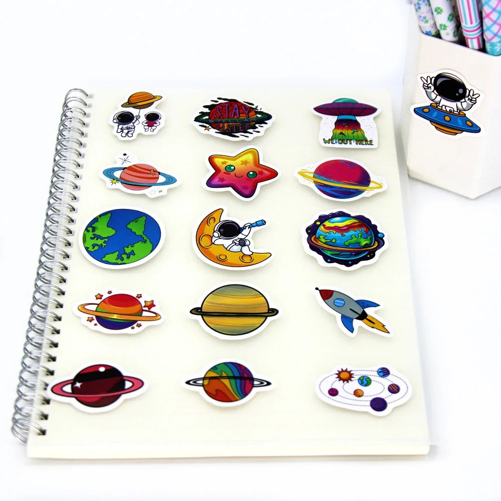 10/100Pcs Cute Stickers Pack Kawaii Space Planet Aesthetic Stationery Supplies Office School Scrapbooking Supplies Korean Paper