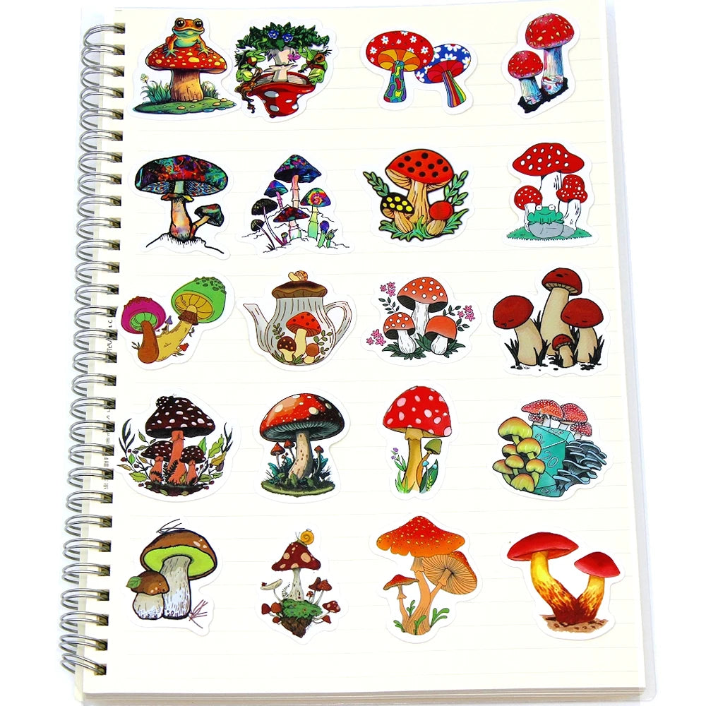 10/50/100pcs Kawaii Mushroom Stickers Toys Cute Cartoon Decals For Kids DIY Laptop Scrapbook Stationery Fridge Funny Sticker