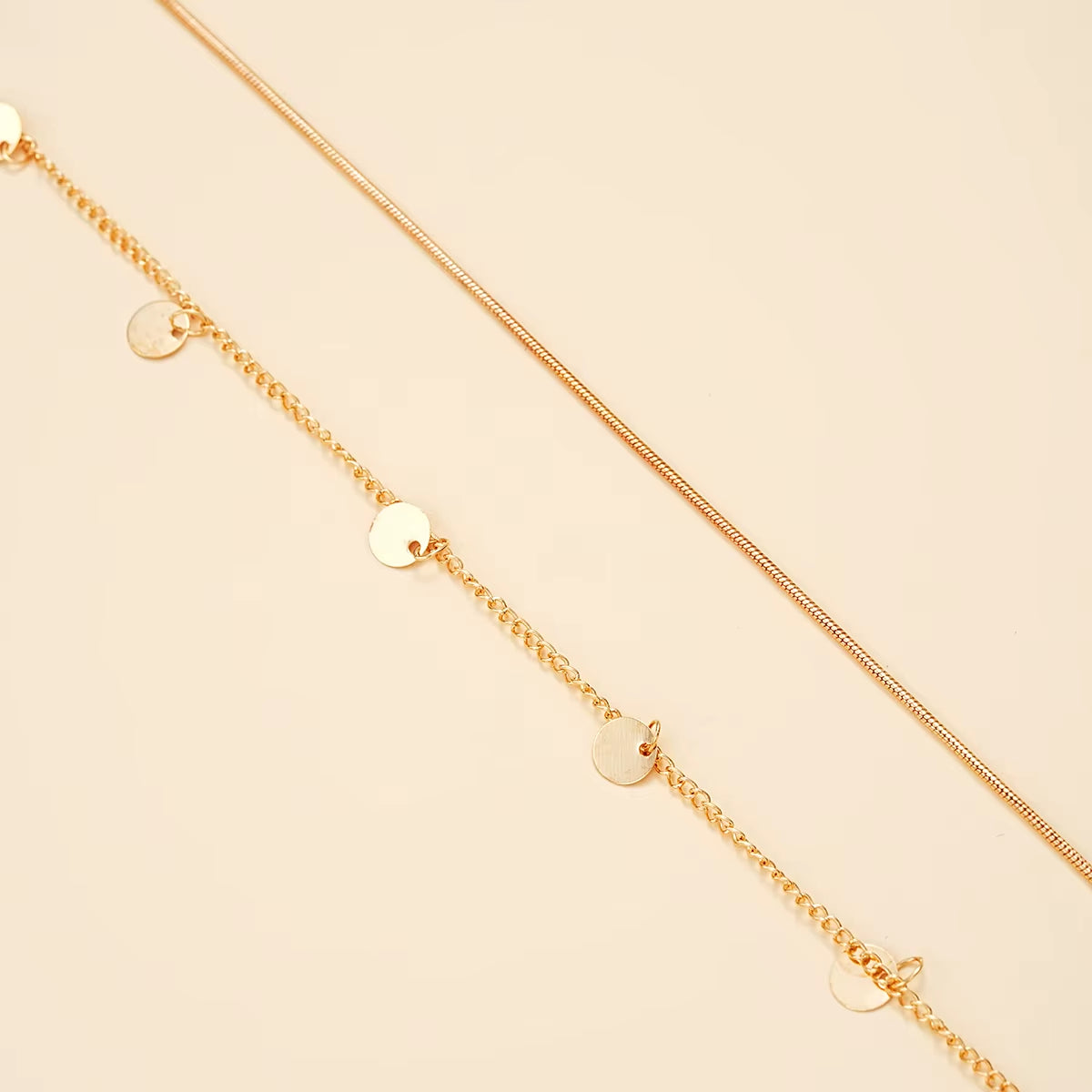 2Pcs round Coin Shape Tassel Pendant Thin Waist Chain Simple Boho Double Layers Body Chain Summer Beach Jewelry Gifts 2024 New