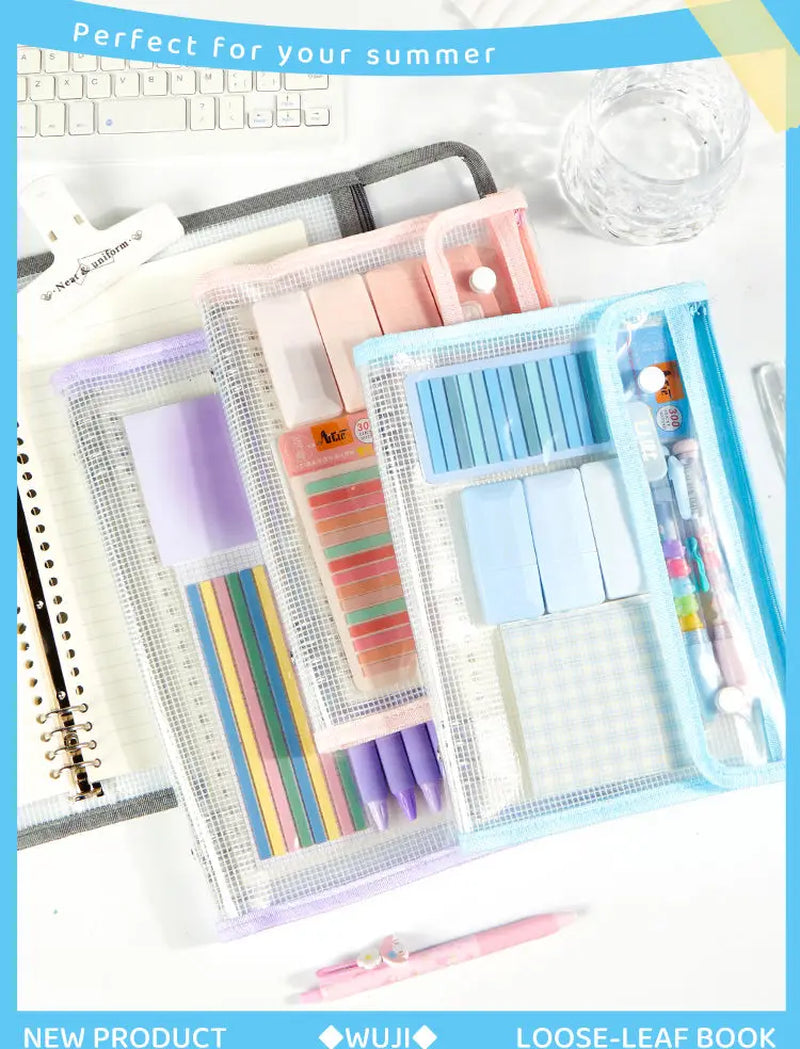 NEWEST Versatile A5 Waterproof Storage Writing Binder Cover with 8 Ring Binder,Clear PVC Refillable Notebook School Office