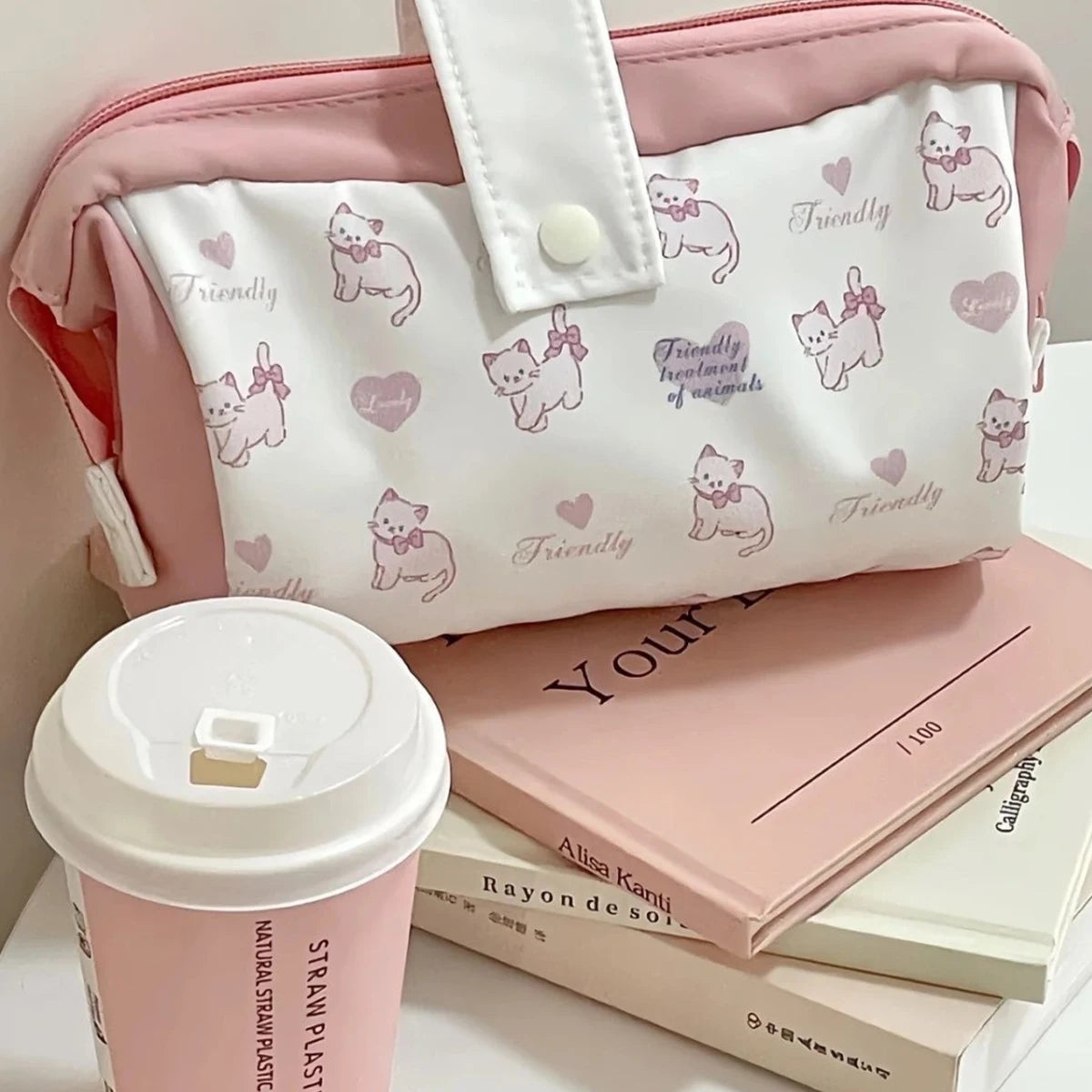 Multilayer Cute Dog Print Modular Pencil Case Ins Style Large Capacity Eco-Friendly Student Stationery Organizer & Makeup Bag