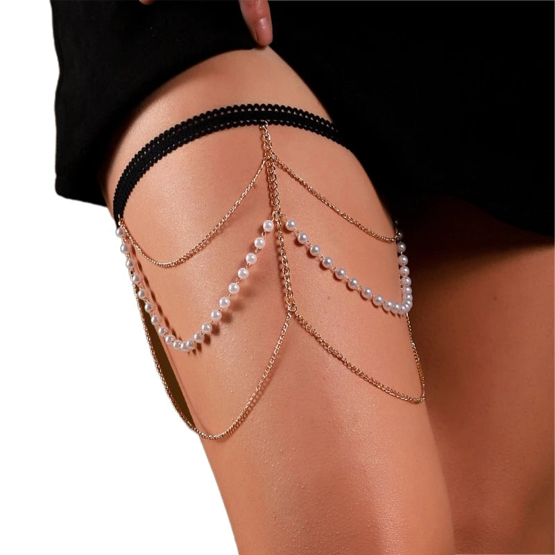 Shinning Boho Style Multi Layer Leg Harness Chain Gothic Thigh Chain for Bikini Dropshipping