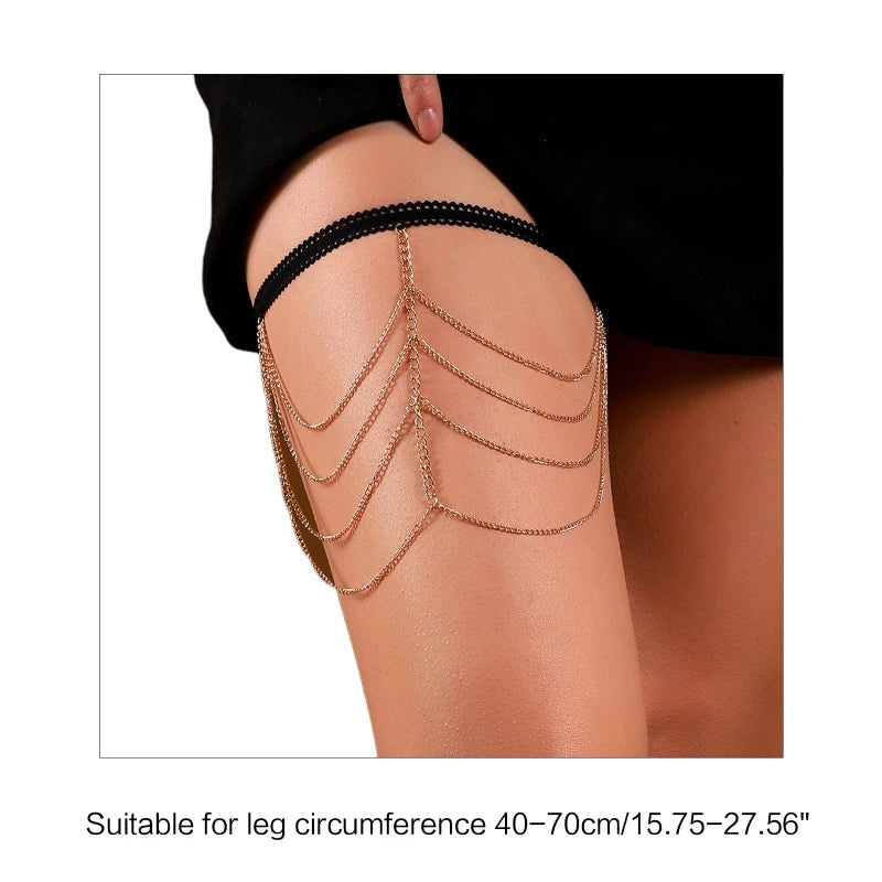 Shinning Boho Style Multi Layer Leg Harness Chain Gothic Thigh Chain for Bikini Dropshipping