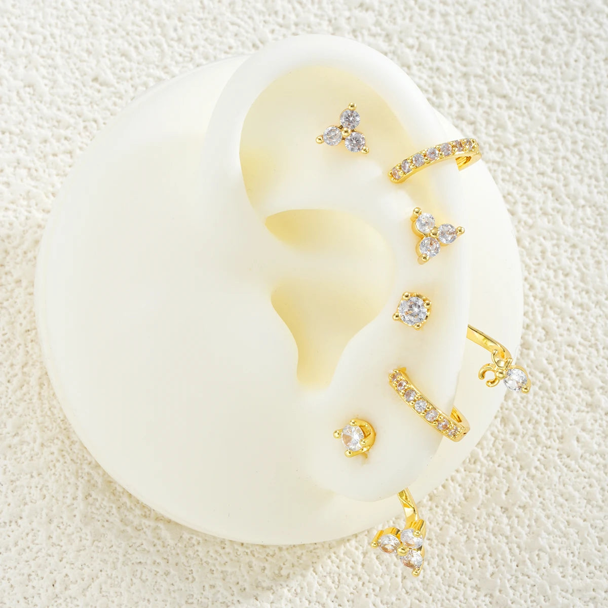 6Pcs/Set Geometric Irregular Zircon Hoop Earrings for Women Gold Silver Color Floral Stud Earring Set Fashion Jewelry Party Gift