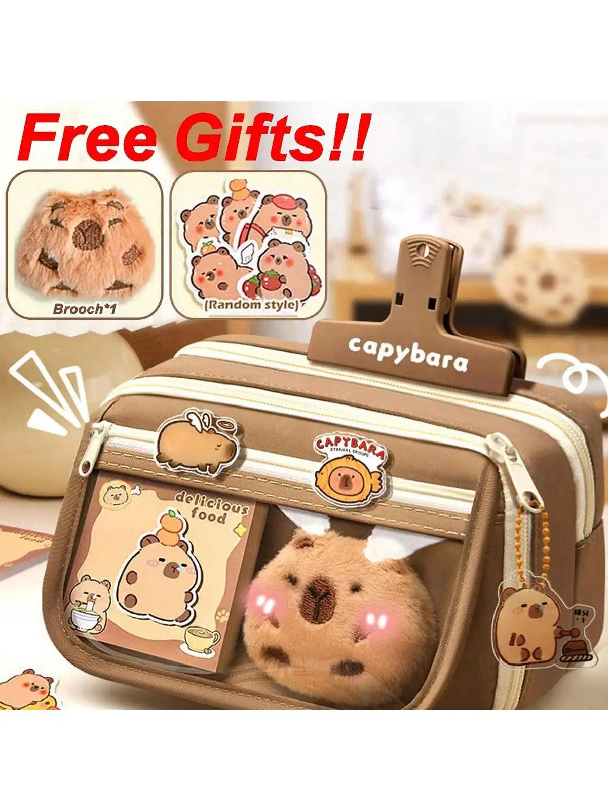 Kawaii Transparent Pencil Bag Large Capacity Korean School Organizer with 5 Compartments Waterproof Cosmetic Storage for Teens