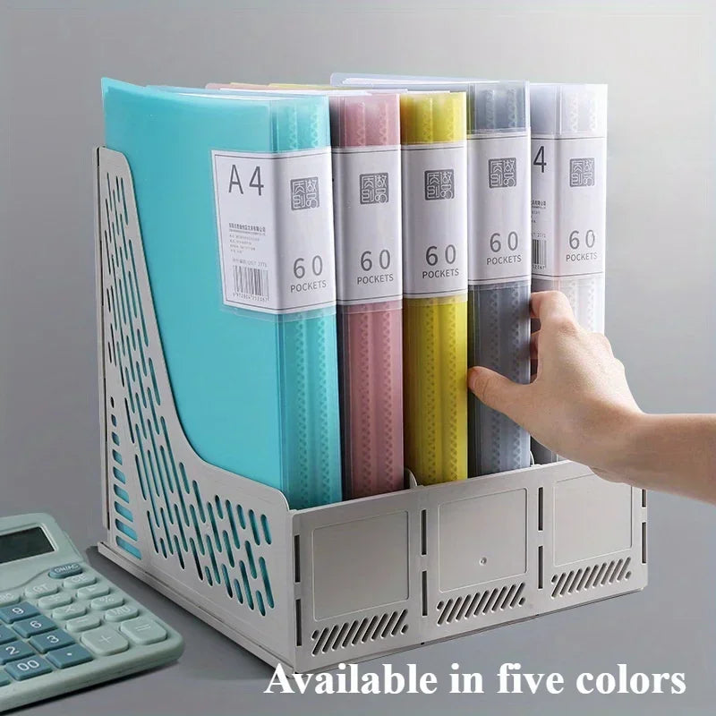 1Pack, A4 Document Organizer with 60 Transparent Pockets - Multi-Layer Office and School Storage Folder Desk Organizer Binder