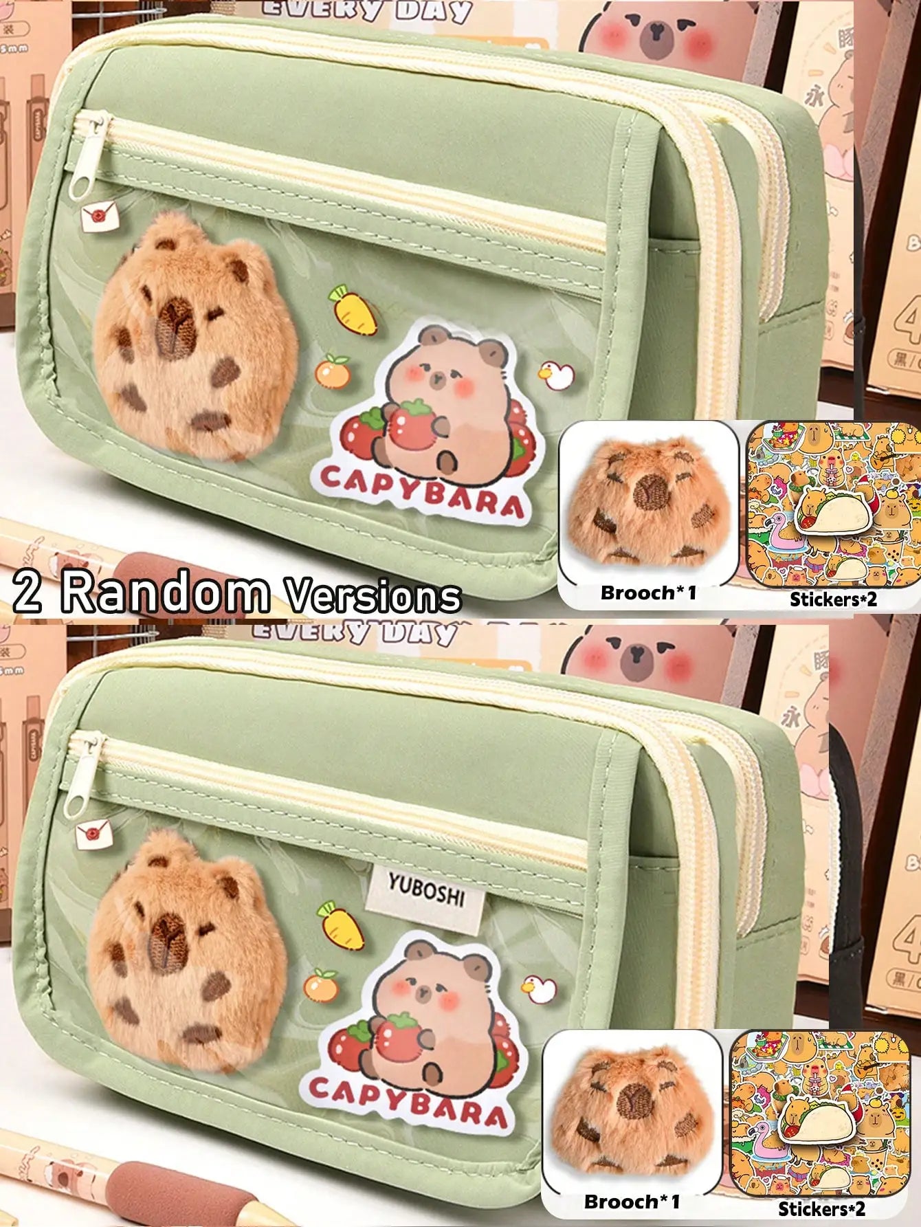 Kawaii Transparent Pencil Bag Large Capacity Korean School Organizer with 5 Compartments Waterproof Cosmetic Storage for Teens