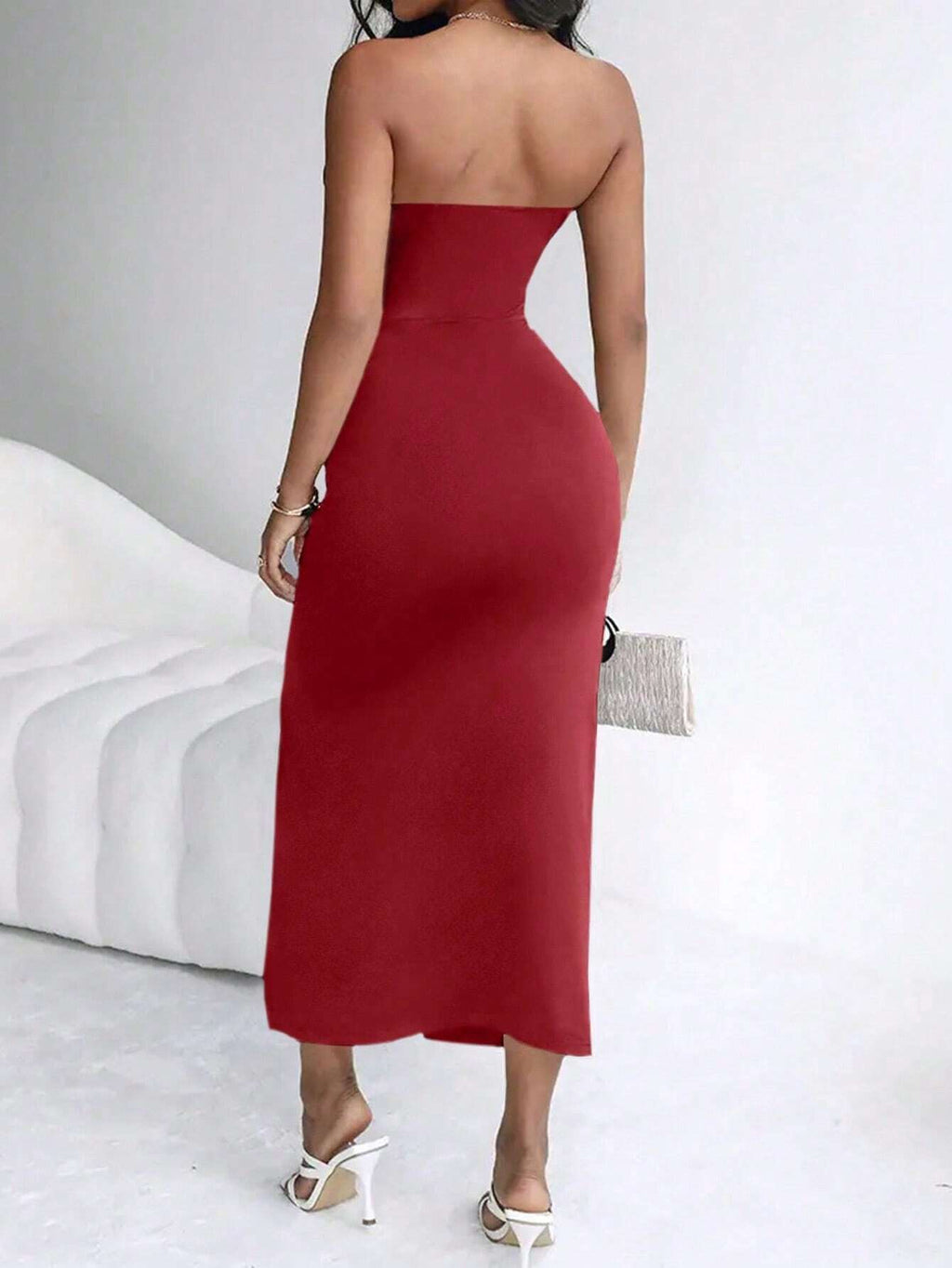 INAWLY Ladies' Plain and Simple Daily Chain Decorated Dress