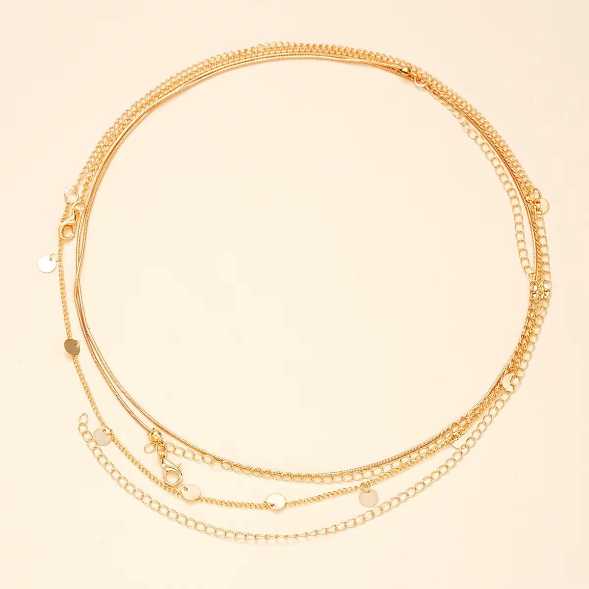 2Pcs round Coin Shape Tassel Pendant Thin Waist Chain Simple Boho Double Layers Body Chain Summer Beach Jewelry Gifts 2024 New