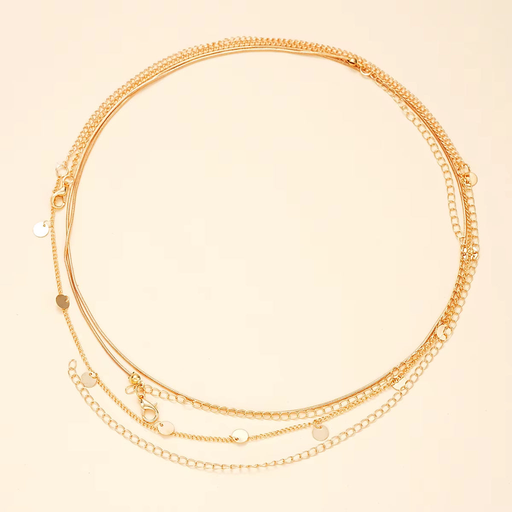 2Pcs round Coin Shape Tassel Pendant Thin Waist Chain Simple Boho Double Layers Body Chain Summer Beach Jewelry Gifts 2024 New