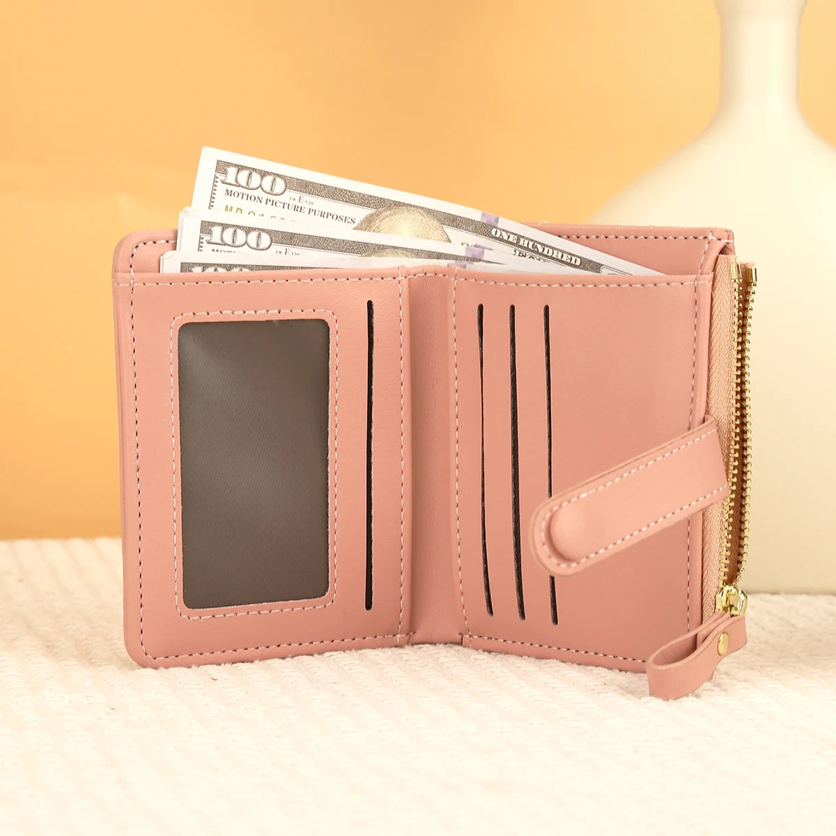 Women'S Short Wallet with Heart-Shaped Embroidery Thread, Zero Wallet, Zipper Buckle, Women'S Multi Card Slot Card Bag, Fashiona