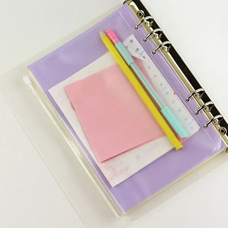 5PCS A5 File Holder School Office File Organizers Transparent A6 A7 PVC Loose Leaf Budget Binder Pouch with Zipper