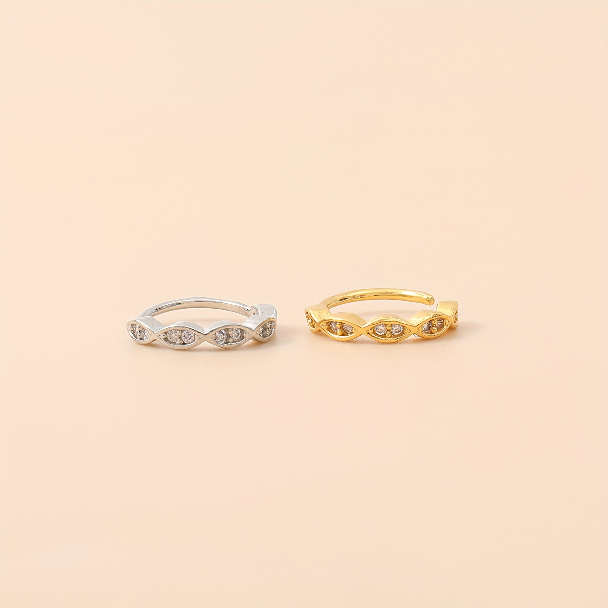 4pcs Women's Minimalist Fashion Copper Plum Blossom Corrugated Square And Stitched Braided, Wrap Style Nose Ring Studs for Daily Wear, Decorative Rings Charming Party Gift For Girls, Fashion Piercing For Christmas