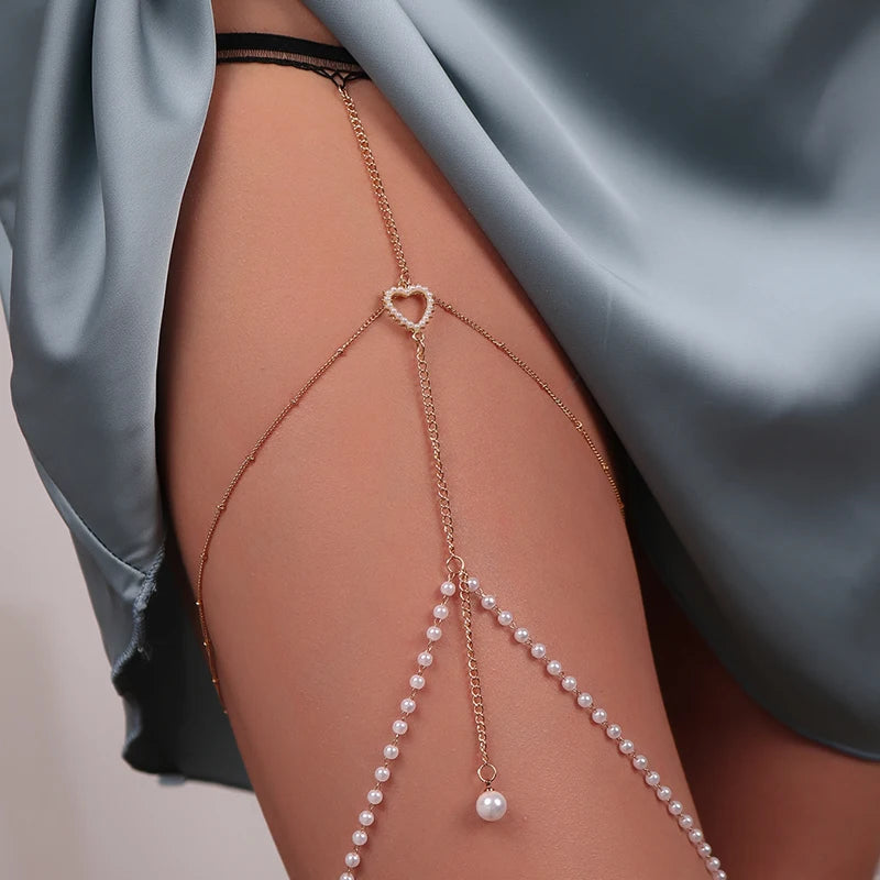 Aihua Bohemian Elestic Band Leg Chain for Women Sexy Long Tassel Flower Butterfly Pendants Leg Thigh Harness Beach Body Jewelry