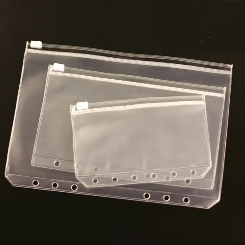 5PCS A5 File Holder School Office File Organizers Transparent A6 A7 PVC Loose Leaf Budget Binder Pouch with Zipper