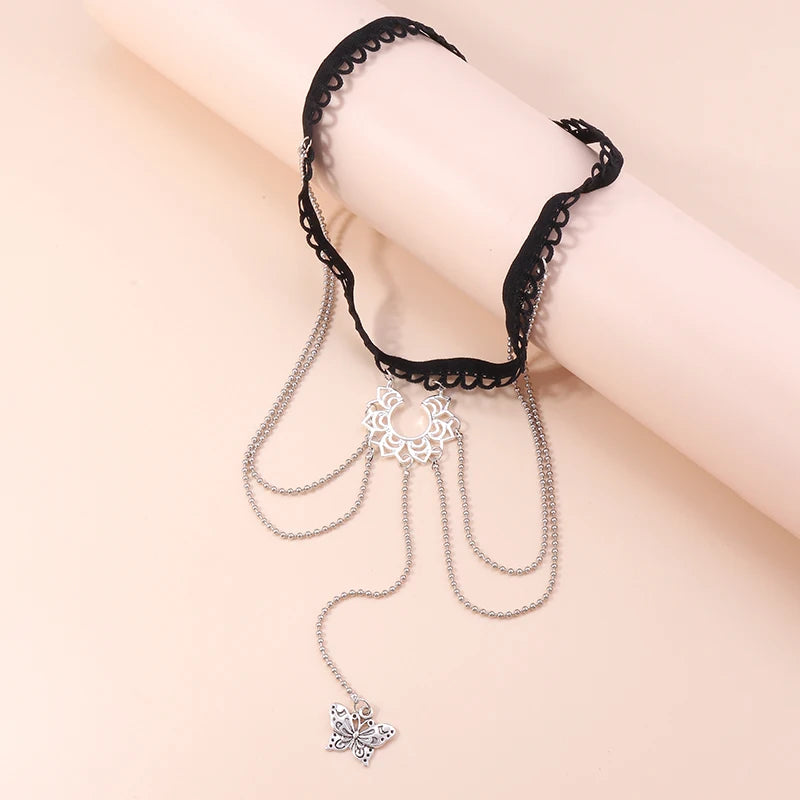 Aihua Bohemian Elestic Band Leg Chain for Women Sexy Long Tassel Flower Butterfly Pendants Leg Thigh Harness Beach Body Jewelry