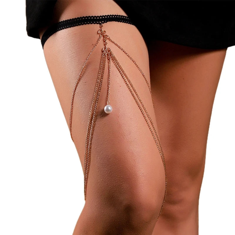 Shinning Boho Style Multi Layer Leg Harness Chain Gothic Thigh Chain for Bikini Dropshipping