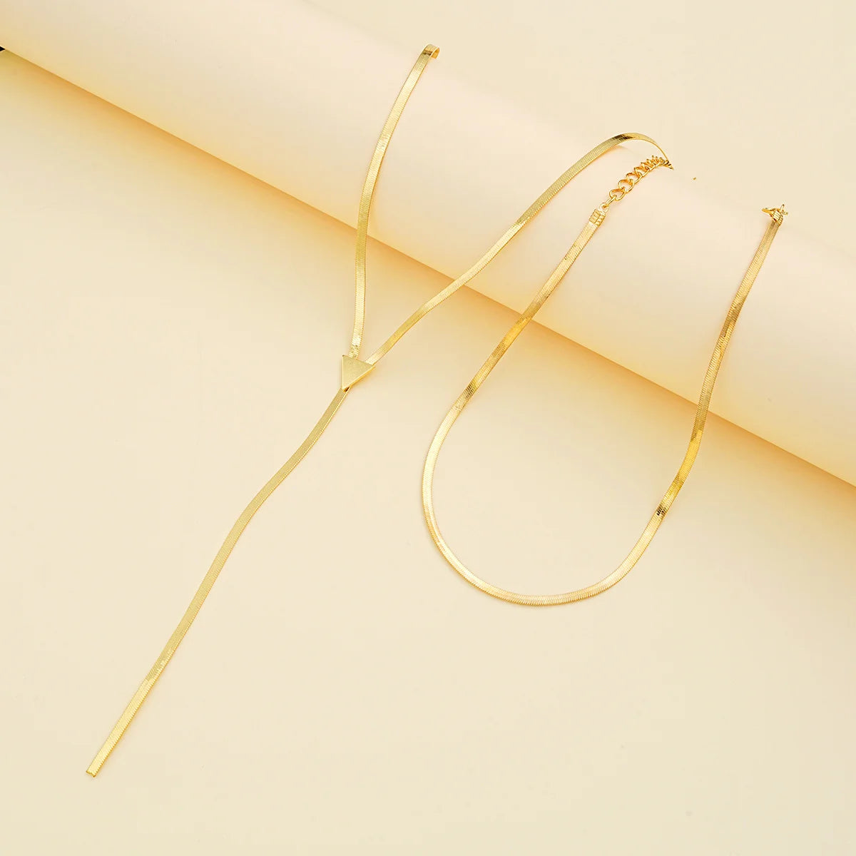 New Vintage Sexy Multiler Triangle Long Tassel Necklace for Women Minimalist Goth Gold Color Snake Chain Neck Jewelry Gifts
