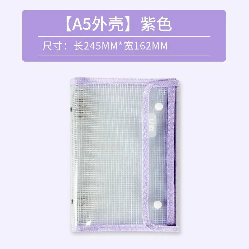 NEWEST Versatile A5 Waterproof Storage Writing Binder Cover with 8 Ring Binder,Clear PVC Refillable Notebook School Office