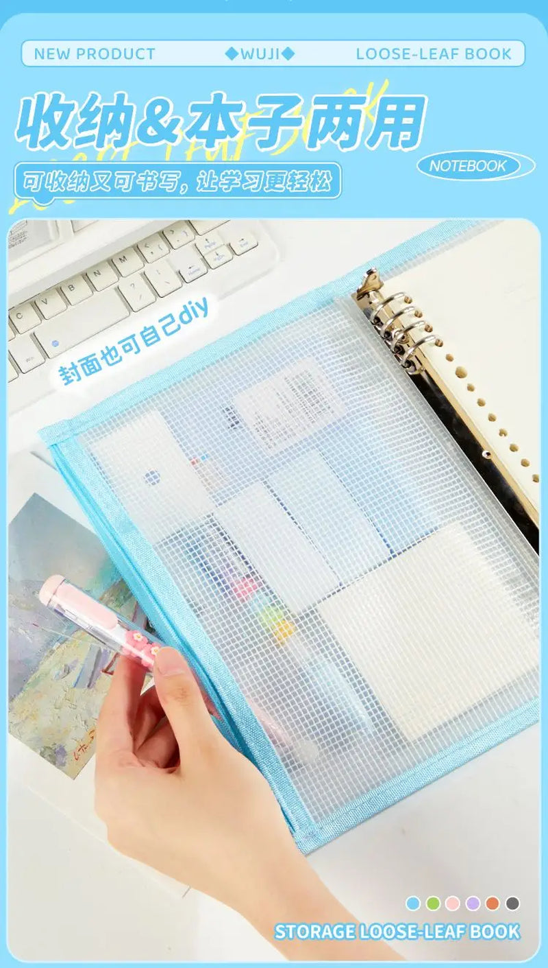 NEWEST Versatile A5 Waterproof Storage Writing Binder Cover with 8 Ring Binder,Clear PVC Refillable Notebook School Office