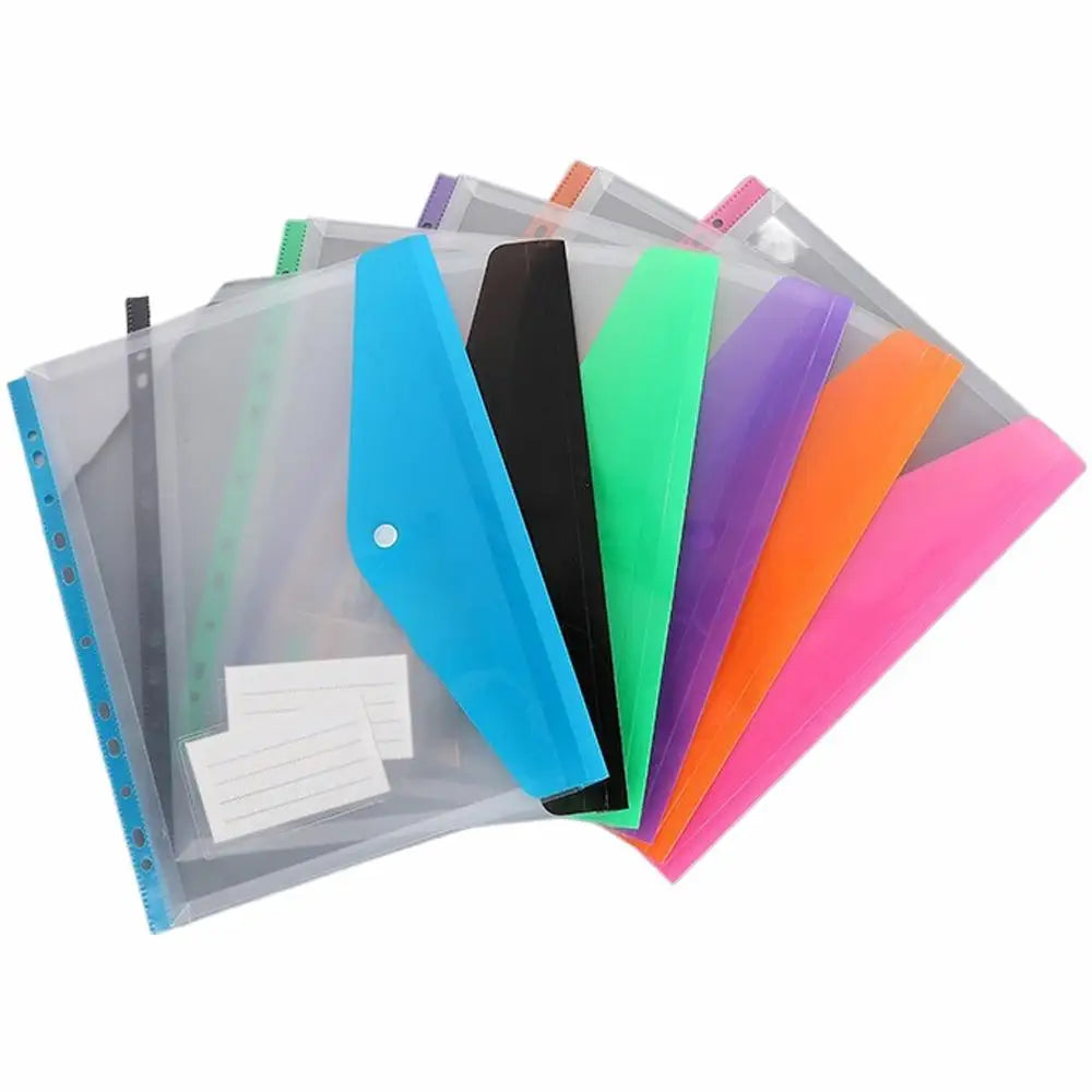 A4 High-Capacity Loose Leaf File Bags with 11-Hole Binder Rings Expandable Buckles & Label Slots for School Office Supplies