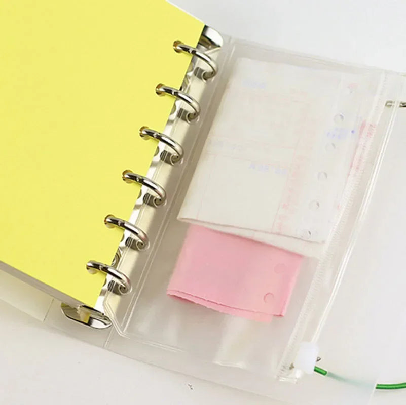 5PCS A5 File Holder School Office File Organizers Transparent A6 A7 PVC Loose Leaf Budget Binder Pouch with Zipper