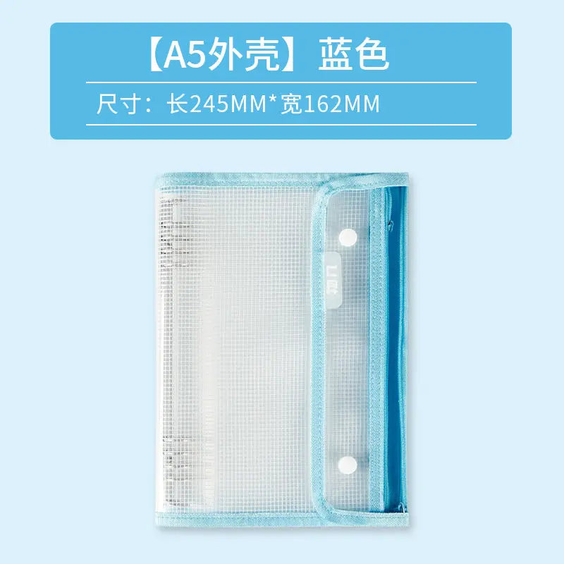 NEWEST Versatile A5 Waterproof Storage Writing Binder Cover with 8 Ring Binder,Clear PVC Refillable Notebook School Office
