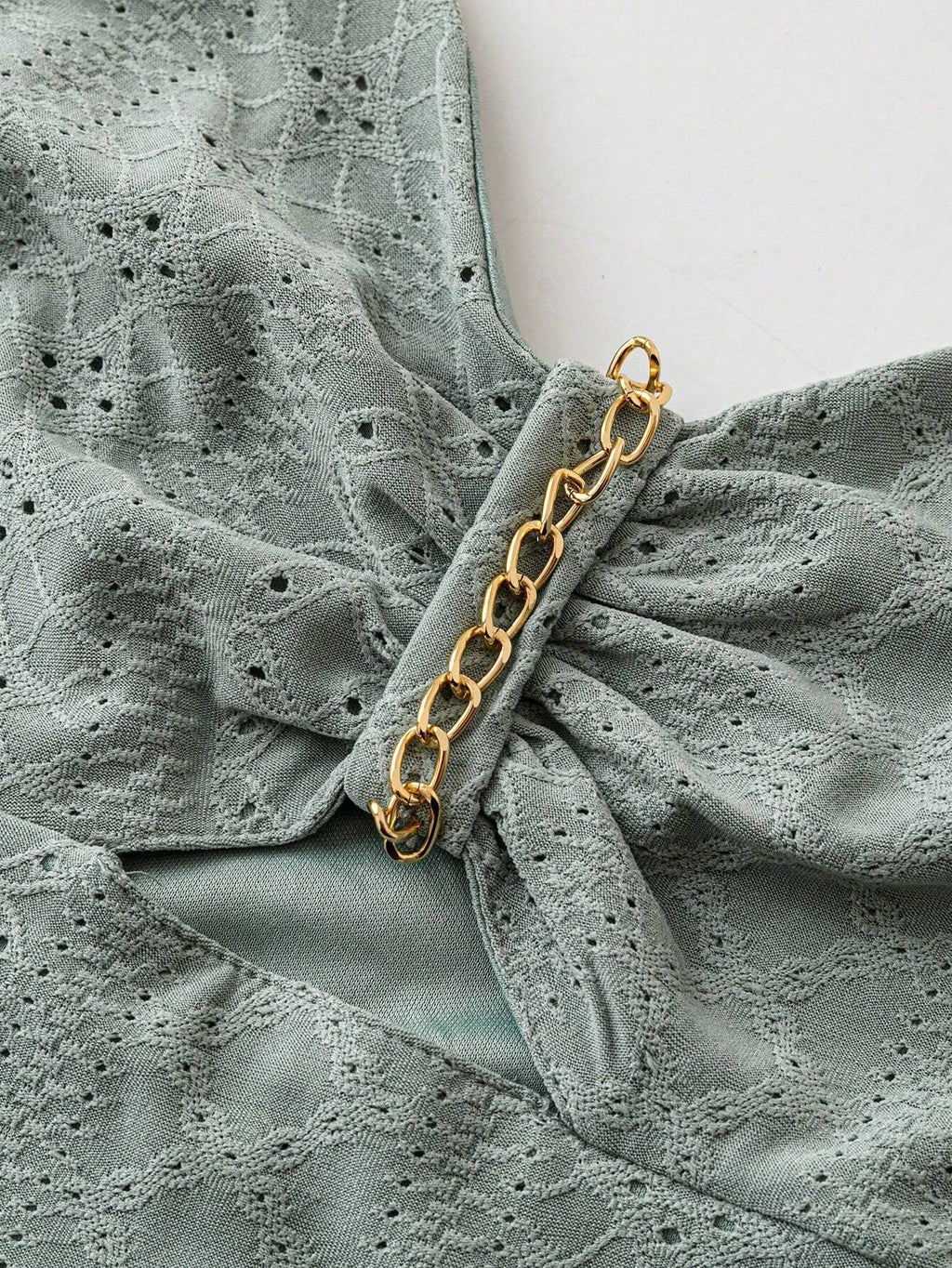 EMERY ROSE Women Fashion Solid Color Diamond Grid Pattern Printed Hollow Out Cami Dress