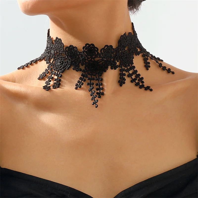 Classic Lace Necklace Sweet Cool Wind Fashion Sexy Tassel Floral Choker for Women Gift Accessories Wholesale 158