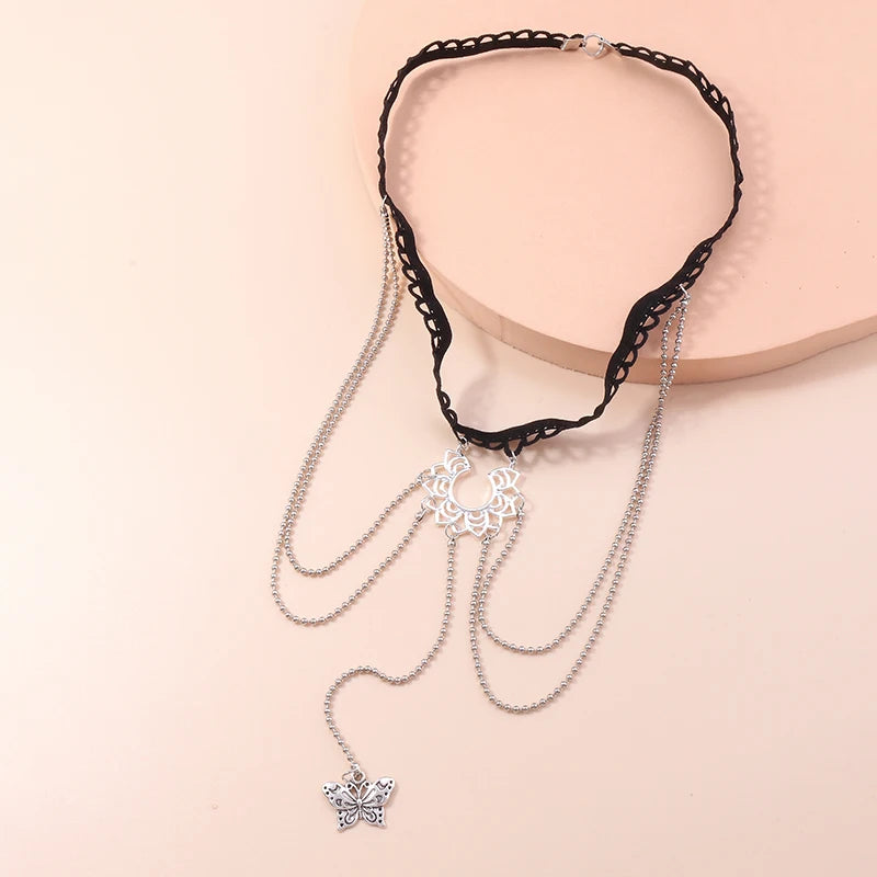 Aihua Bohemian Elestic Band Leg Chain for Women Sexy Long Tassel Flower Butterfly Pendants Leg Thigh Harness Beach Body Jewelry