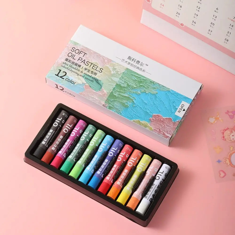12/24/36/48PCS Colorful Morandi Oil Pastels Professional Macaron Oil Paint Beginner Art Supplies