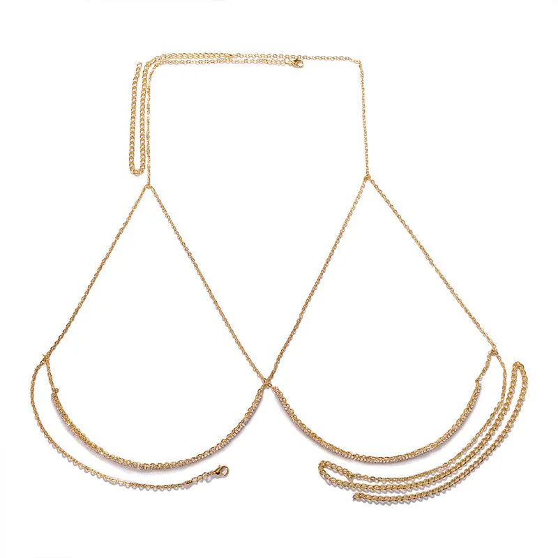 Kind Metal Chest Bracket, Beautiful Body Jewelry Bra Chain For Girls, Chain Top Bikini Halter Bra, New Banquet Breast Support