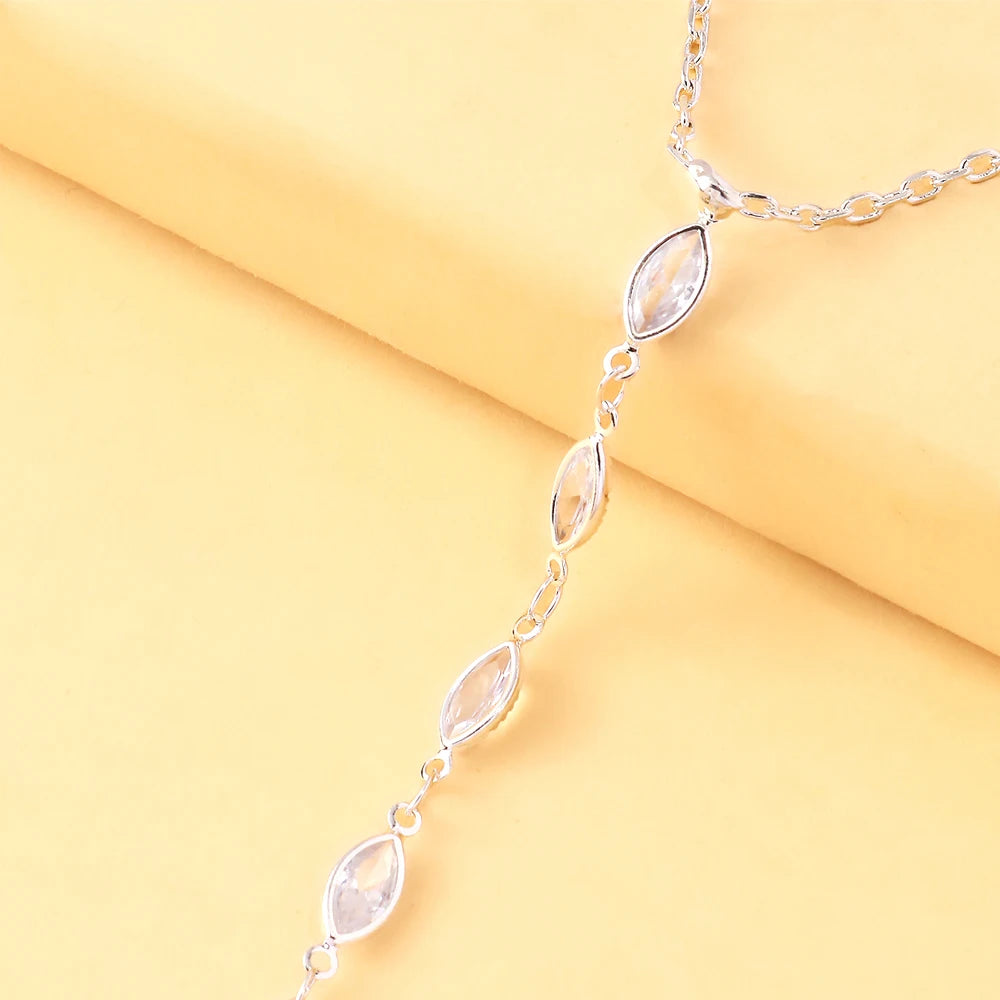 Stonefans Minimalist Rhinestone Hand Chain Bracelet Bohemian Jewelry Elegant Marquise Hand Harness for Woman Festival Accessory