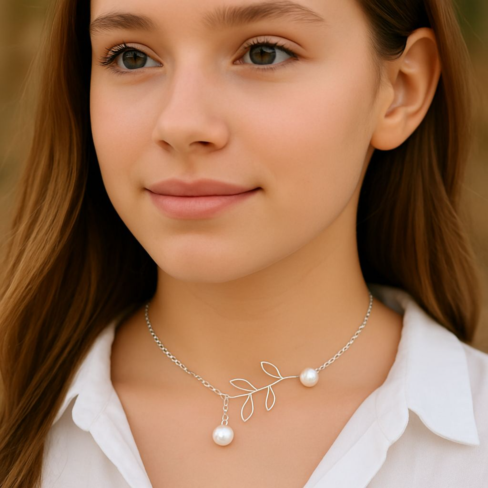 Persönlichkeit Blatt Faux Perle Tropfen Kreuz Schlüsselbein Kette