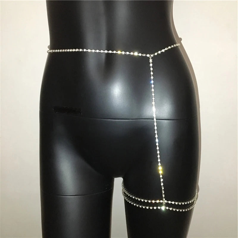 Sexy Metal Body Chain  Hollow Out Bling Rhinestone Patchwork Cover Up, Waist Leg Chain, Festival Accessories For Hot Body Chains