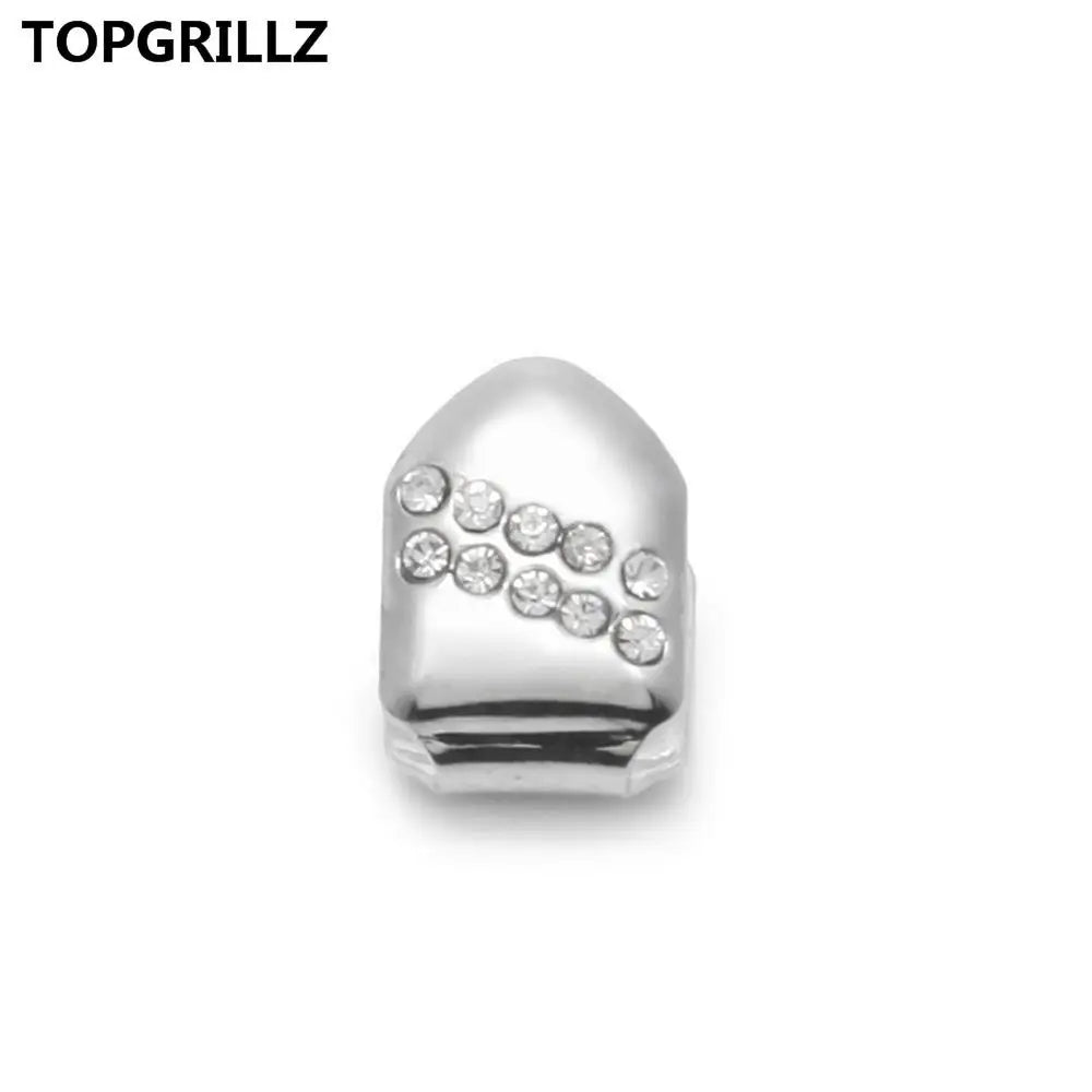 TOPGRILLZ New Gold Color Plated Hip Hop Single Teeth Grillz Cap Top Tooth GRILLZ for Halloween Christmas Party Jewelry,Gift