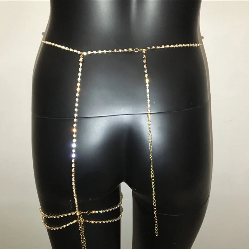 Sexy Metal Body Chain  Hollow Out Bling Rhinestone Patchwork Cover Up, Waist Leg Chain, Festival Accessories For Hot Body Chains