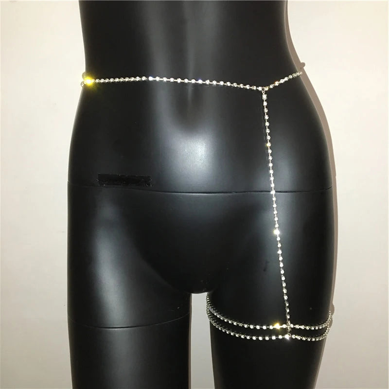 Sexy Metal Body Chain  Hollow Out Bling Rhinestone Patchwork Cover Up, Waist Leg Chain, Festival Accessories For Hot Body Chains