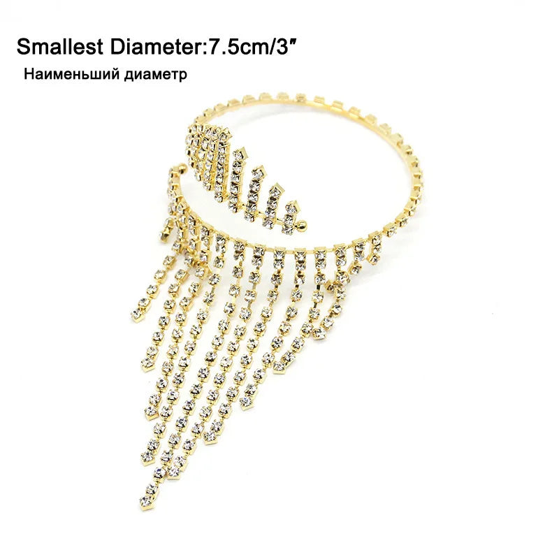 StoneFans Charm Mujer Pulseira Masculina Spiral Bridal Party Rhinestone Upper Stretch Arm Bracelet Bangle For Women Wedding Gft