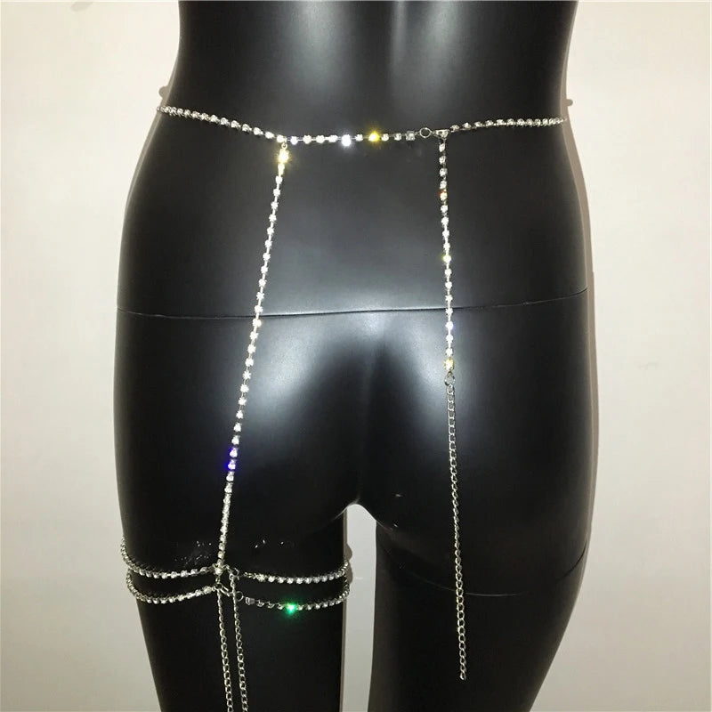 Sexy Metal Body Chain  Hollow Out Bling Rhinestone Patchwork Cover Up, Waist Leg Chain, Festival Accessories For Hot Body Chains
