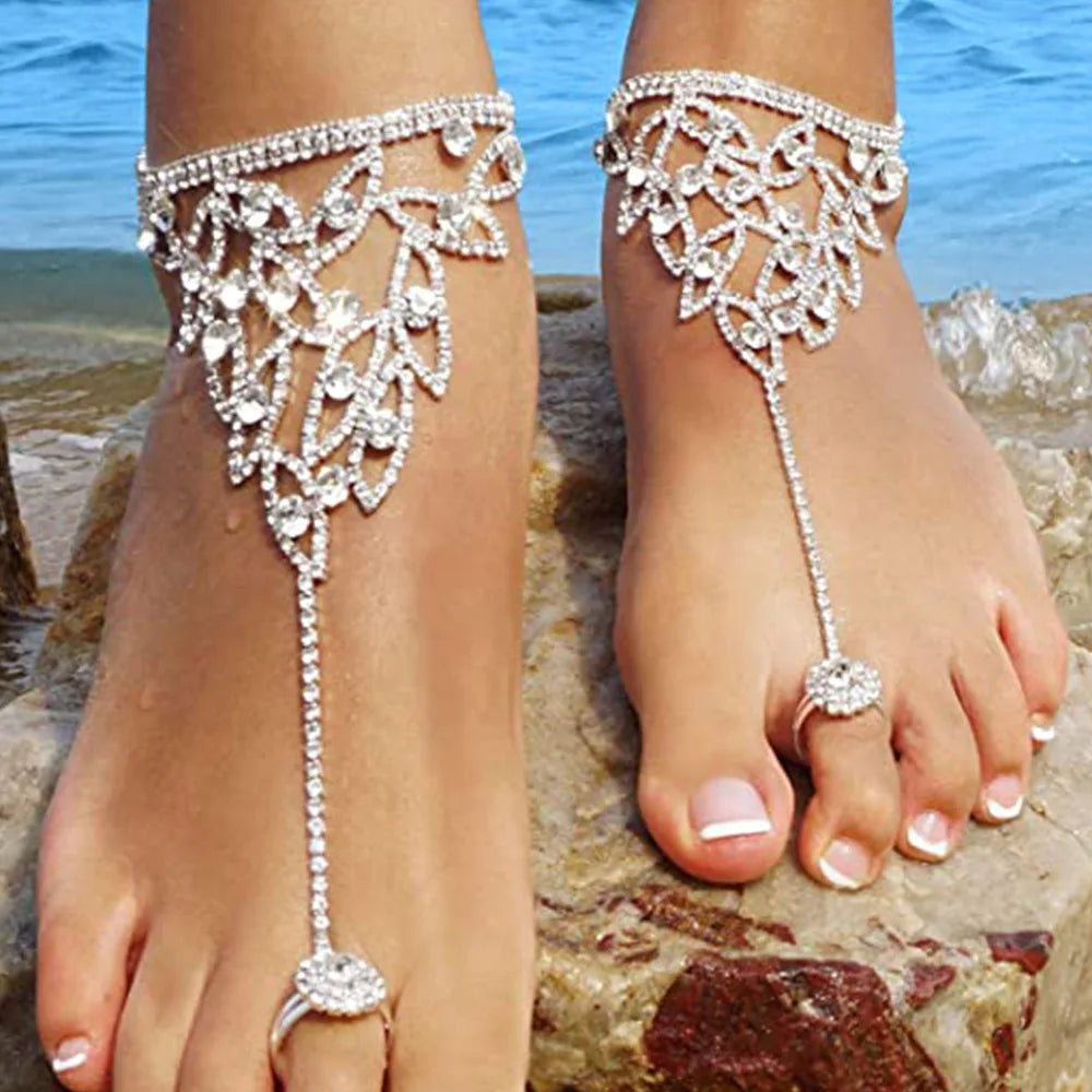 Stonefans 1PCS Fashion Finger Anklet Bracelet for Women Festival Accessories Barefoot Sandal Anklet Boho Jewelry Wholesale