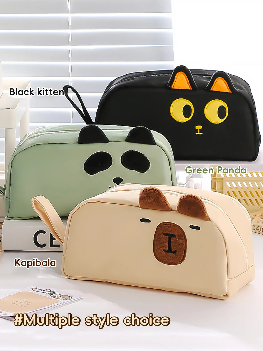 Kawaii Pencil Case for Girls Kapibara-San Large Capacity Makeup Bag Aesthetic School Office Supplies (Cartoon Animal Design)